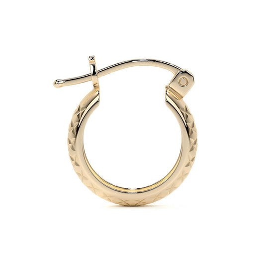 Arracada Diamantada Bangle De Oro 10k Estilo Panal, 4mm de Ancho