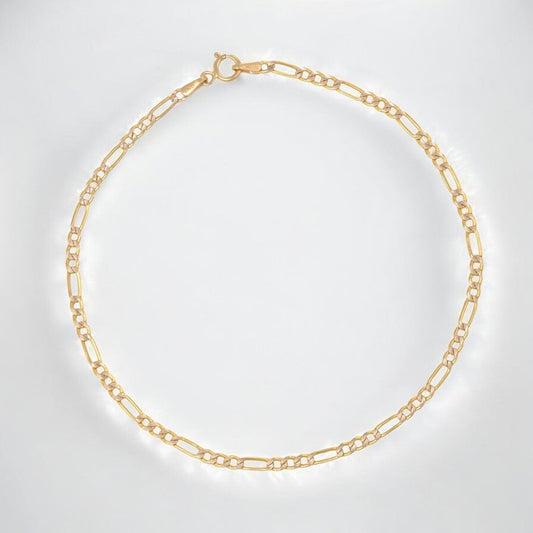 Pulsera Italiana Figaro Pave De 10 Quilates 2.4mm, 21.5 Cm