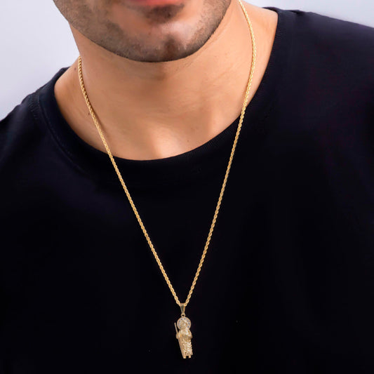 San Judas En Oro De 10k Con Piedra Zirconita