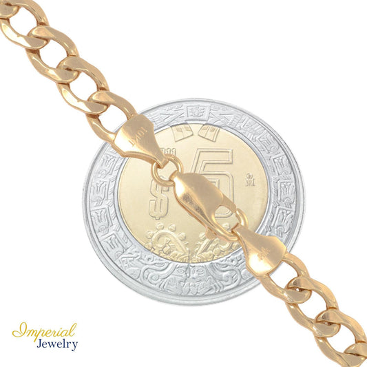 Pulsera Italiana Cubana Hueca De 10 Quilates 6.8mm, 21.5 Cm