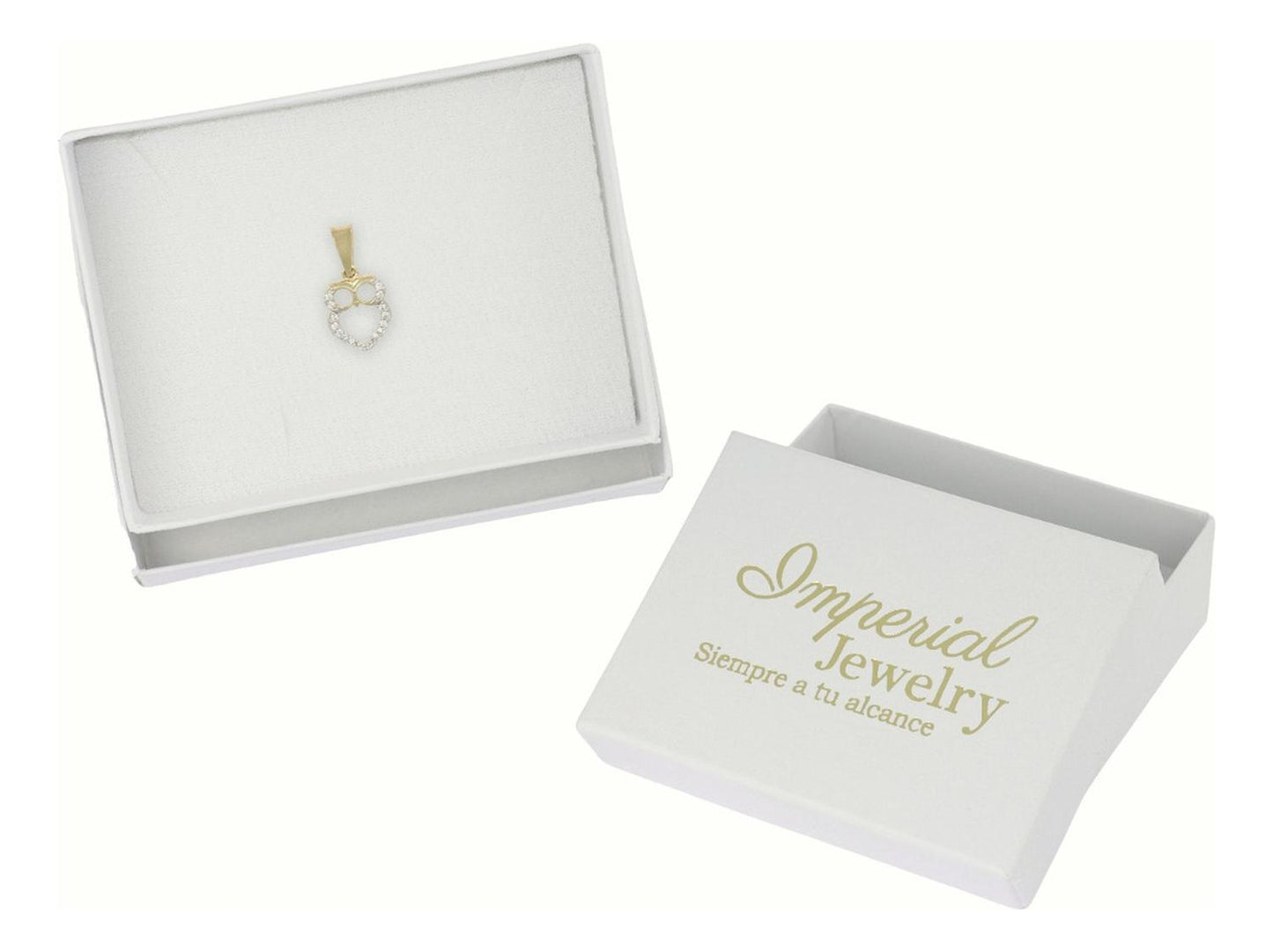 Dije Figura De Búho Con Zirconia En Oro De 10k 1.0 Grm