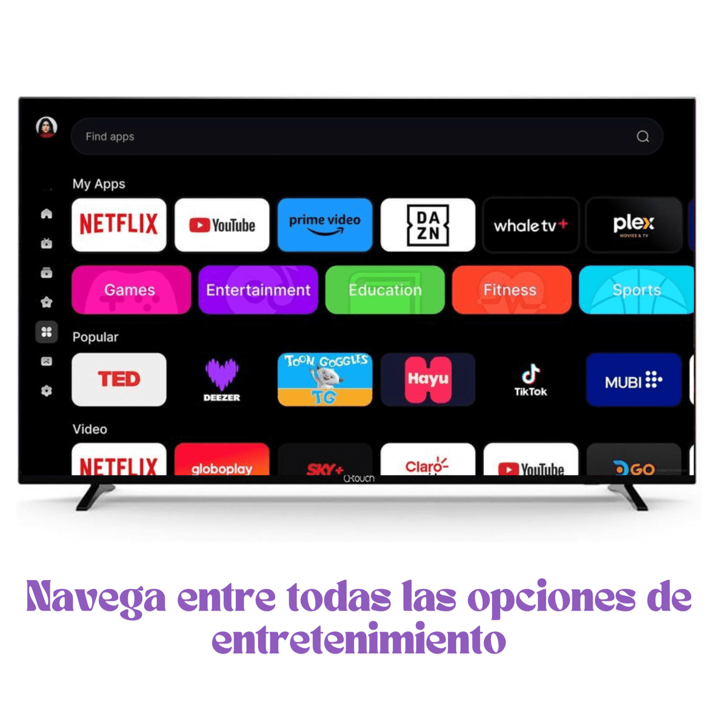 Q-touch - Pantalla Smart TV LED Smart FHD de 40 Sistema Whale Os Dolby Audio 60 HZ 3 HDMI 2 USB