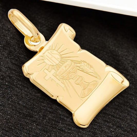 Medalla Láser En Oro Italiano De 10k Con Imagen De Copa