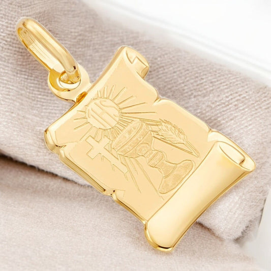 Medalla Láser En Oro Italiano De 14k Con Imagen De Copa