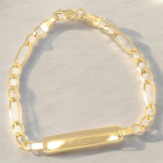 Esclava Italiana Figaro 3x1 De 10 Quilates 3.5mm, 14cm