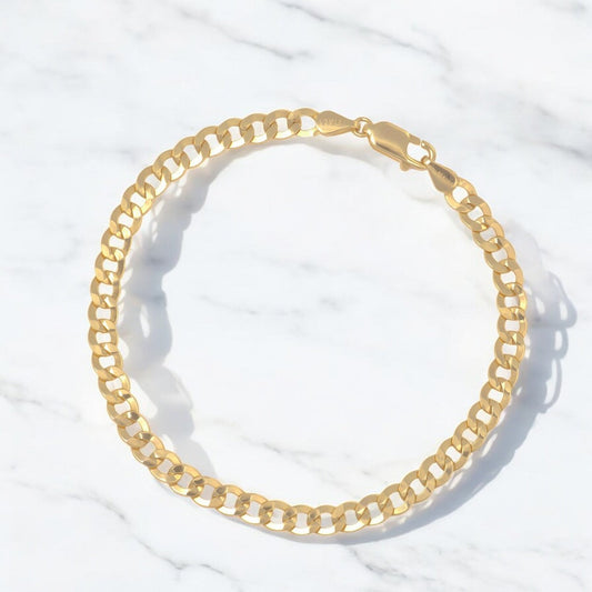 Pulsera Italiana Cubana Hueca De 10 Quilates 4.5mm, 18.5 Cm