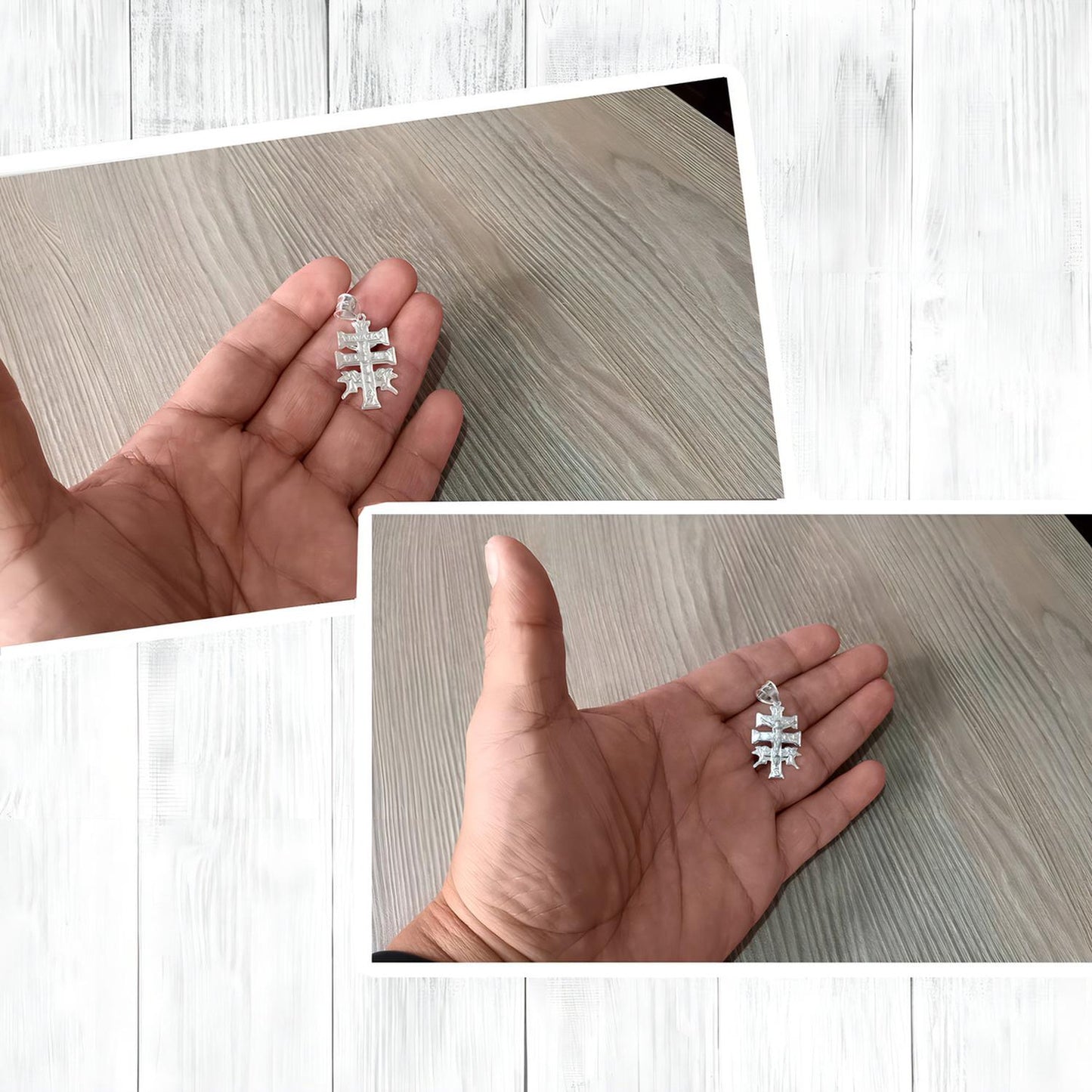 Dije Cruz De Caravaca Slim En Plata .925 Taxco Gro Color Blanco