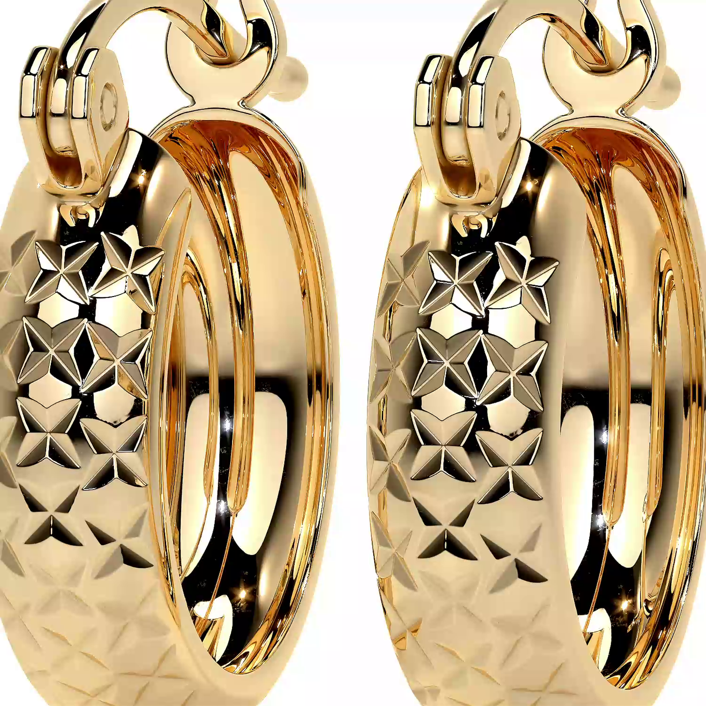 Arracada Diamantada Bangle De Oro 10k Estilo Panal, 4mm de Ancho