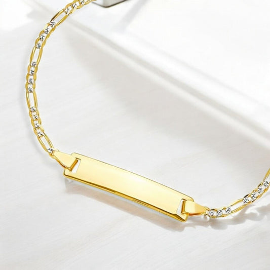 Esclava Italiana Figaro Pave De 10 Quilates 2.6mm, 16 Cm