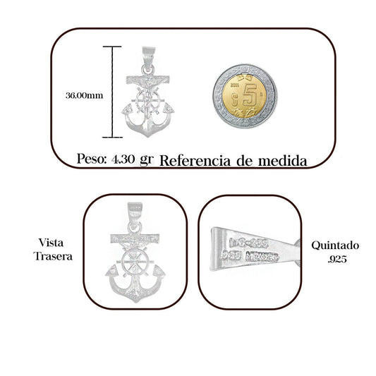 Dije De Cruz Con Forma De Ancla De Plata 925