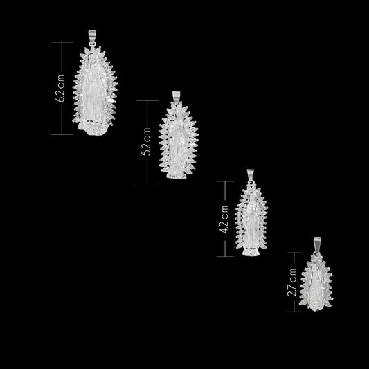 Dije De Virgen De Guadalupe De Plata 925 Con Zirconita 5.2cm
