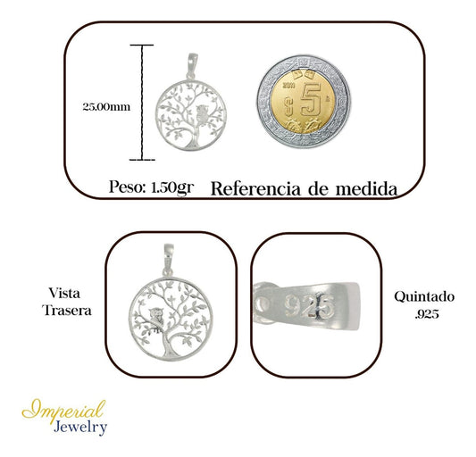 Dije De Plata Ley 925 De Arbol De La Vida Pulido