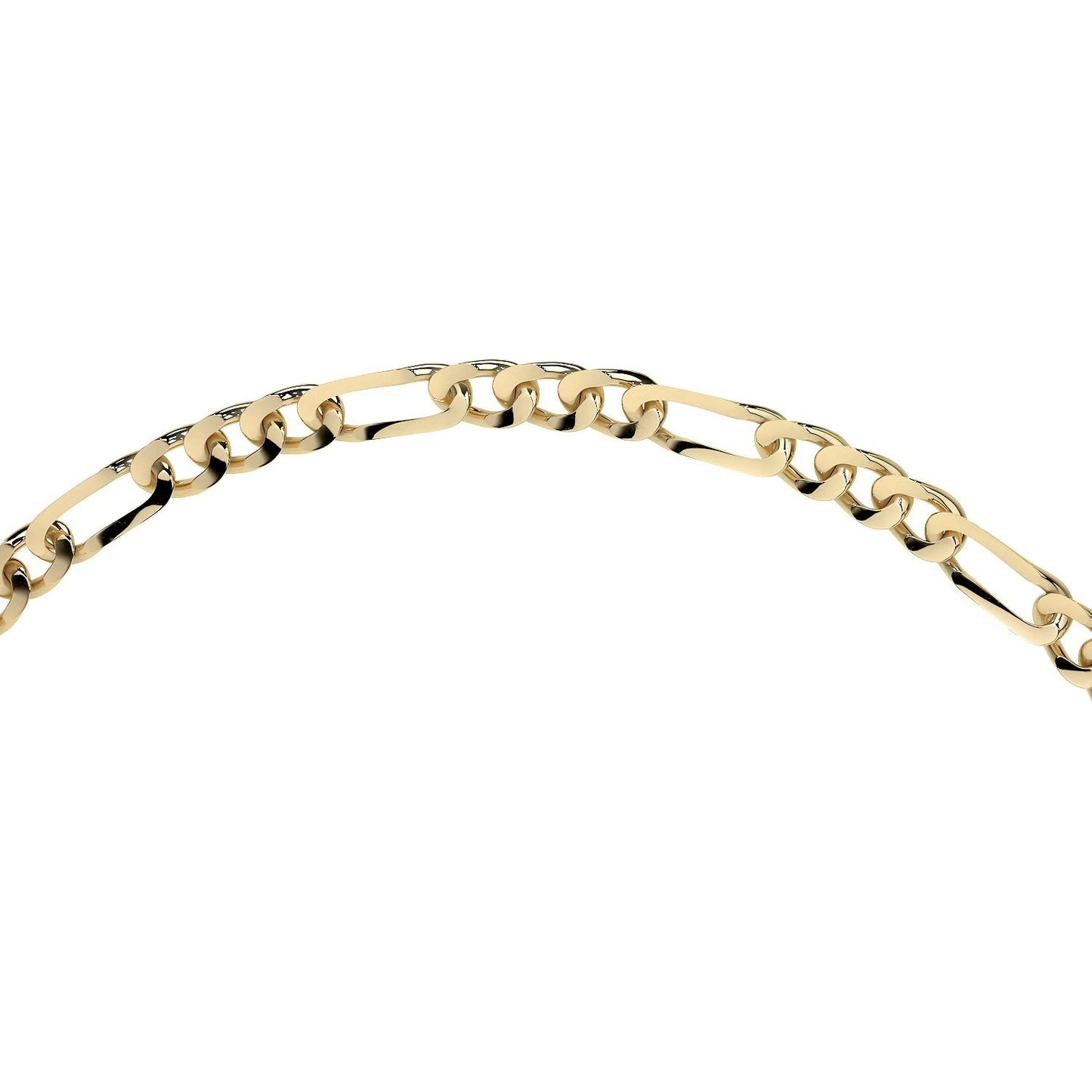 Pulsera De Oro 14k Figaro Solida De 18.5 Cm Calibre 2mm