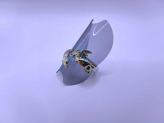 Anillo Zinc Dragón Plateado Ajustable Calenbi