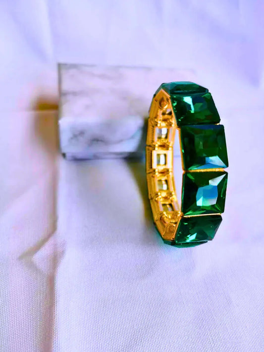 Brazalete Cobre Circonita Cubica Colores Elástica Dorado Calenbi