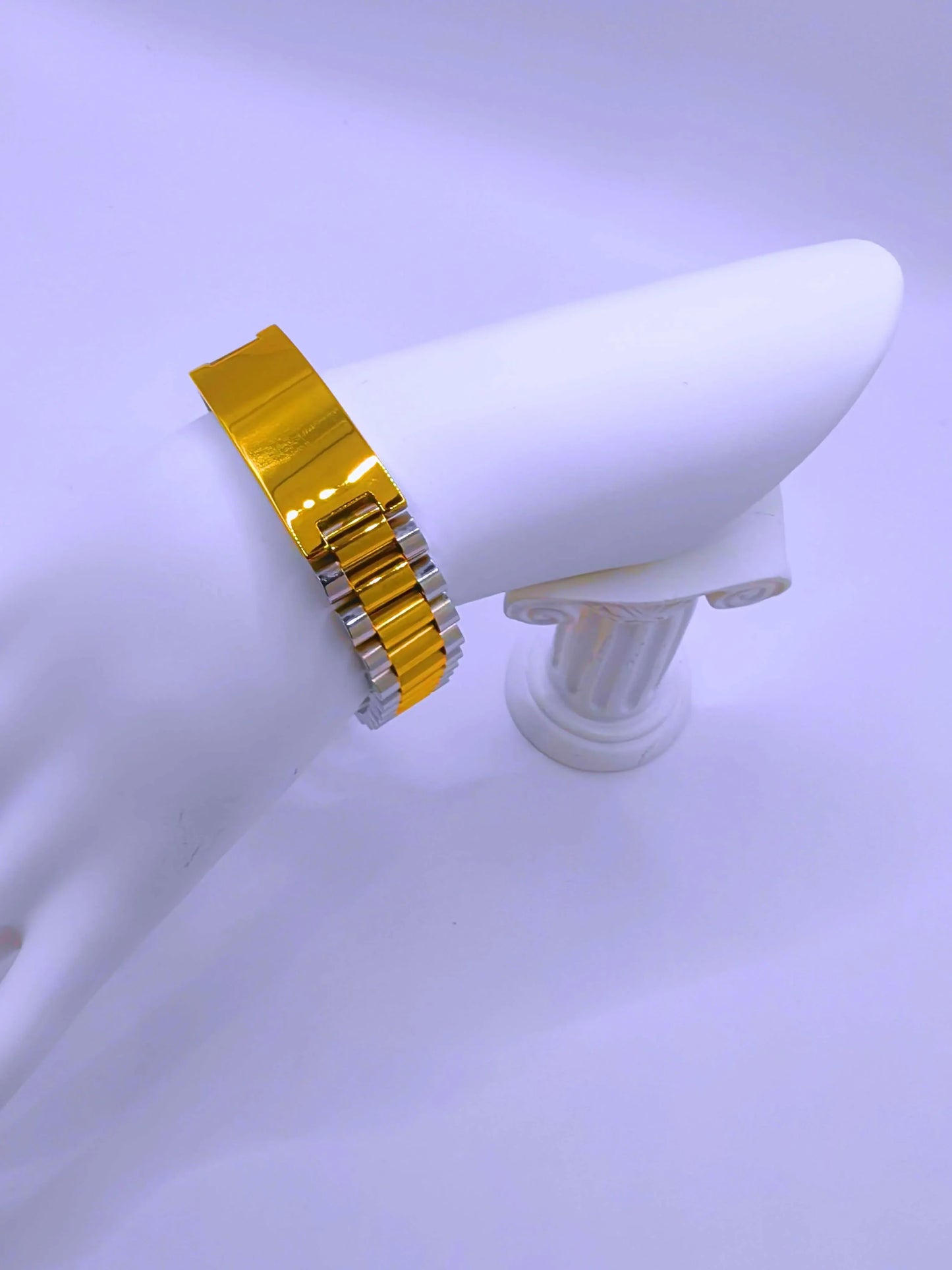 Pulsera Acero Inoxidable Broche Dorado 10k Unisex Calenbi