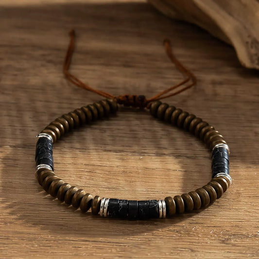 Pulsera Cera De Vela Hilo Ajustable Bronce Unisex Calenbi