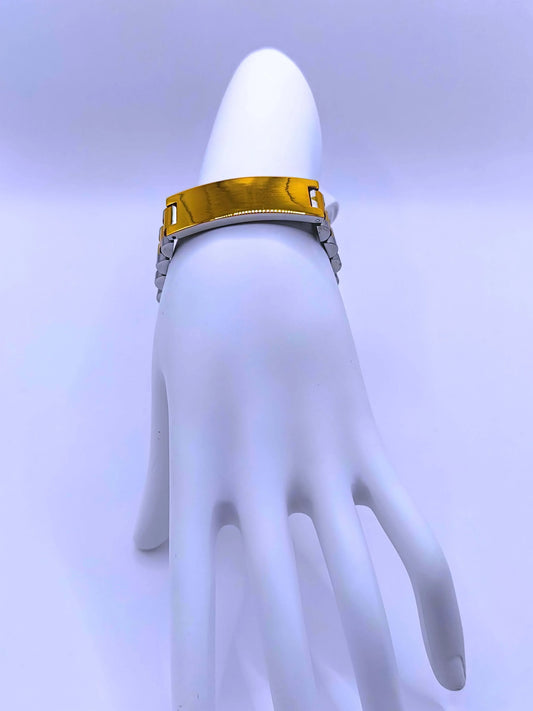 Pulsera Acero Inoxidable Broche Dorado 10k Unisex Calenbi