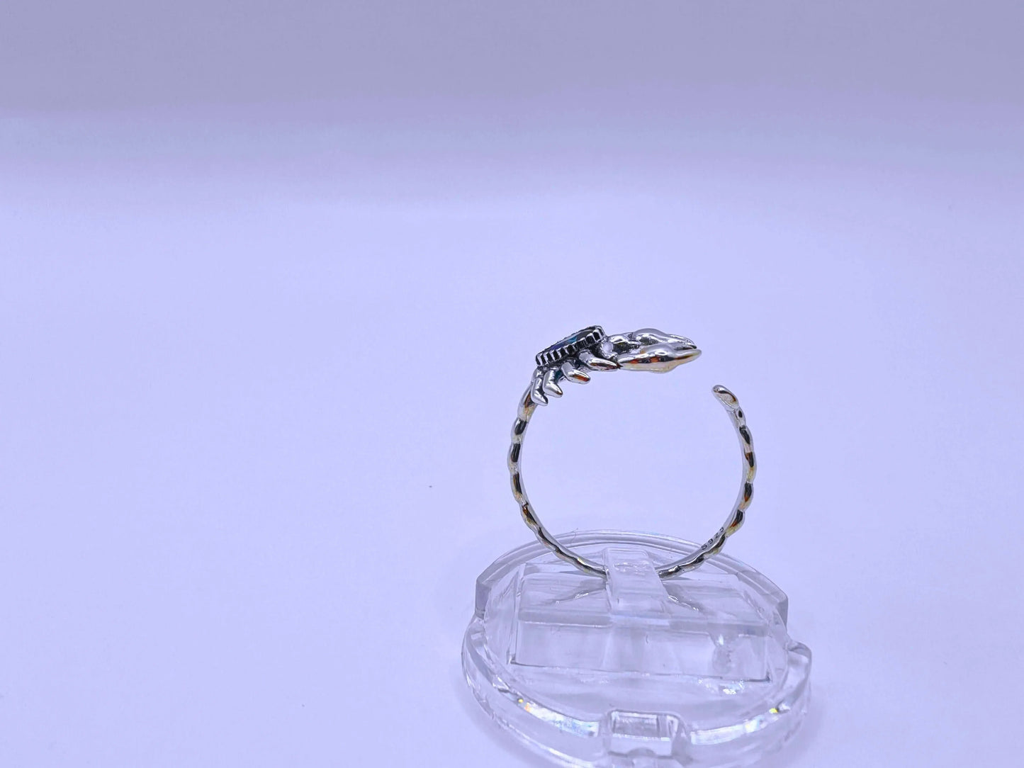 Anillo S925 Ley "Alacrán" Circonita Morada Ajustable Calenbi