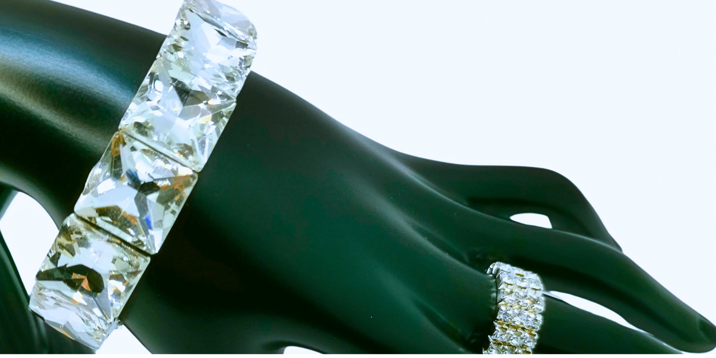 Brazalete y Anillo Cobre Elásticos Circonita Cubica Calenbi