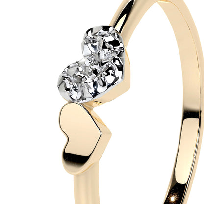 Anillo De Oro 10k Con Corazón Rodinado