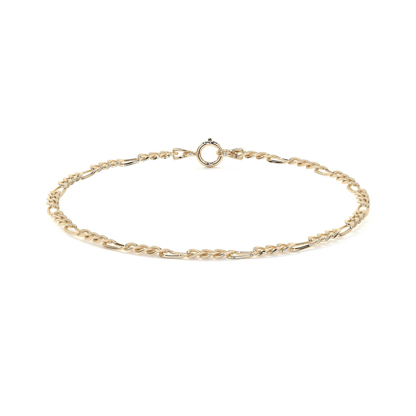 Pulsera Italiana Figaro Hueca De 10 Quilates 2.0mm