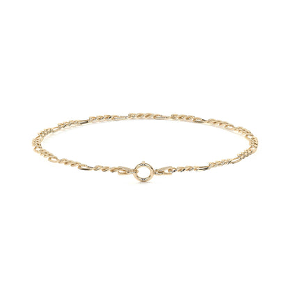 Pulsera Italiana Figaro 3x1 Hueca Calibre 2.6 mm