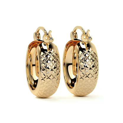 Arracada Diamantada Bangle De Oro 10k Estilo Panal, 6mm