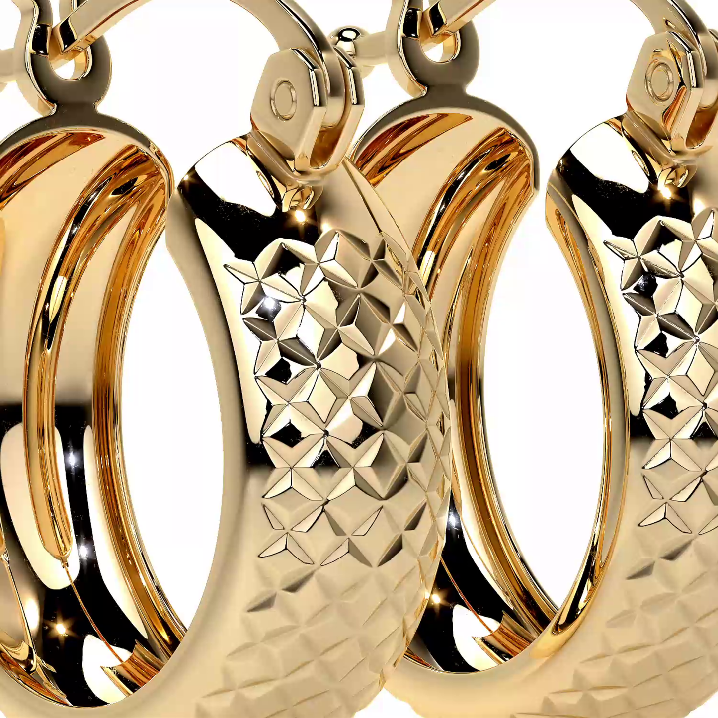 Arracada Diamantada Bangle De Oro 10k Estilo Panal, 6mm