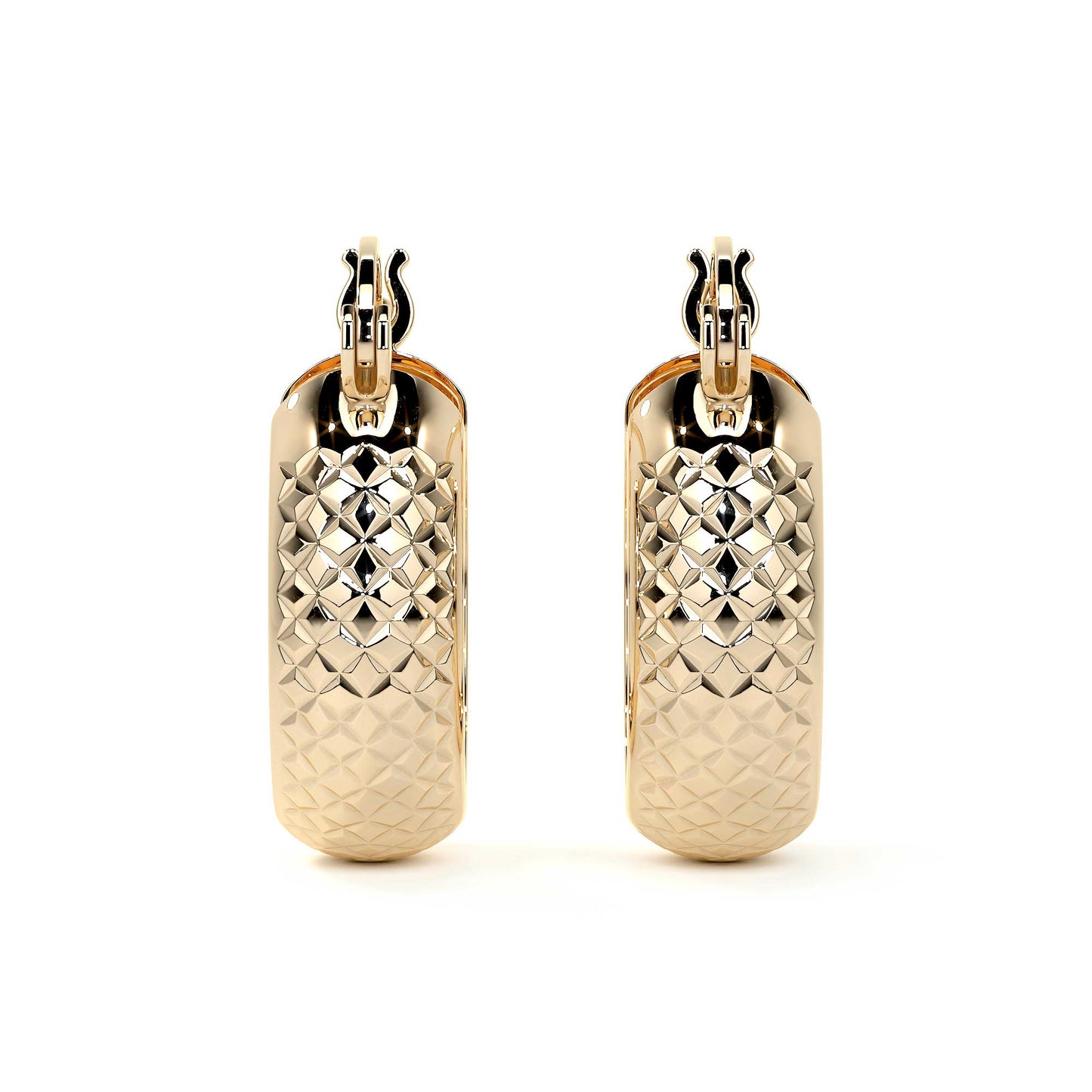 Arracada Diamantada Bangle De Oro 10k Estilo Panal, 6mm