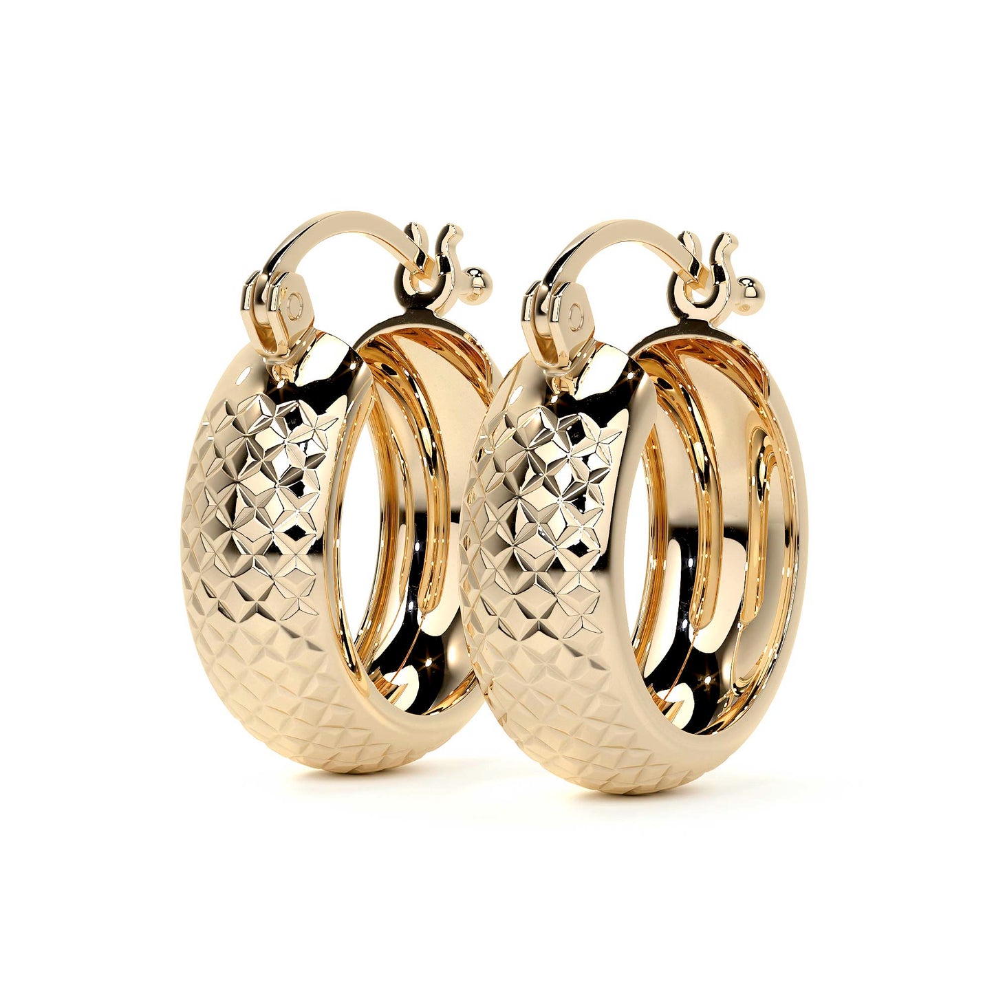 Arracada Diamantada Bangle De Oro 10k Estilo Panal, 6mm