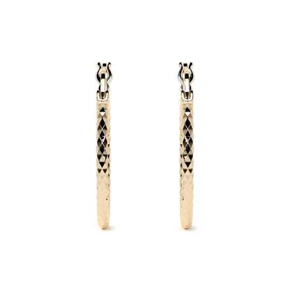 Arete Arracada De Oro 14k Con Diamantado Estilo Panal