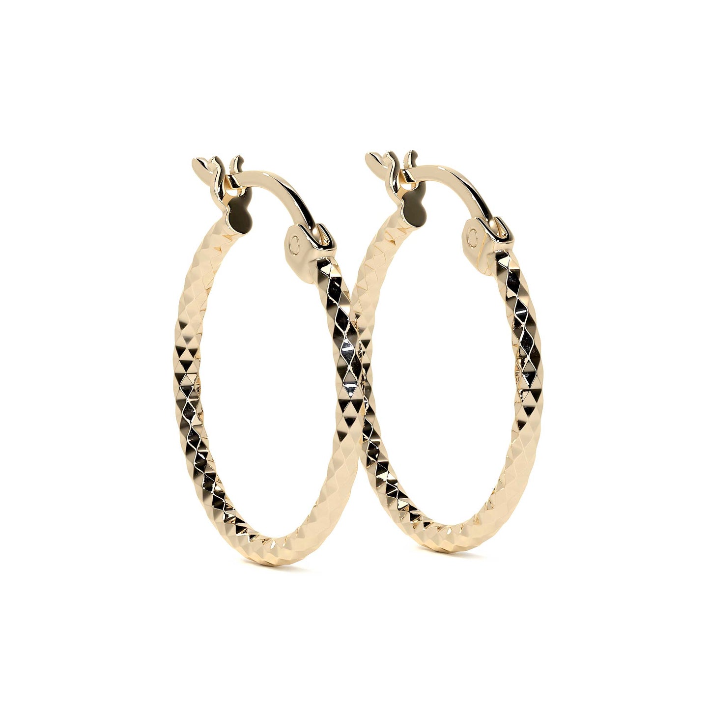 Arete Arracada De Oro 14k Con Diamantado Estilo Panal