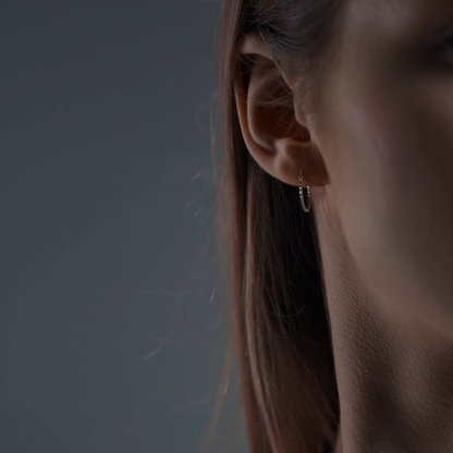 Arete Arracada De Oro 14k Con Diamantado Estilo Panal