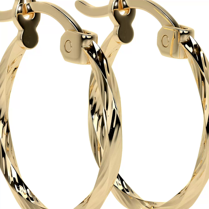 Arete Arracada De Oro De 14k Diamantada Estilo Torsal