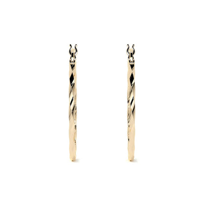 Arete Arracada De Oro De 14k Diamantada Estilo Torsal