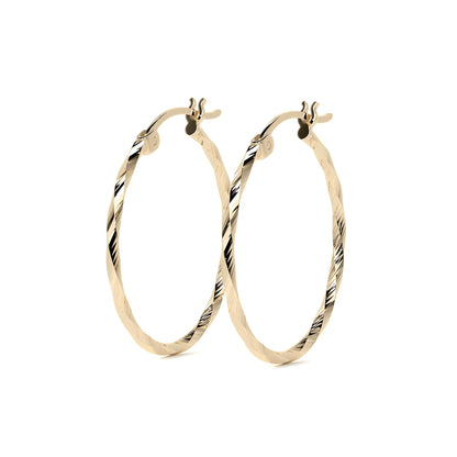 Arete Arracada De Oro De 10k Diamantada Estilo Torsal