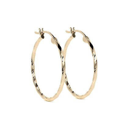 Arete Arracada De Oro De 14k Diamantada Estilo Torsal