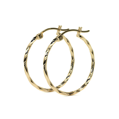 Arete Arracada De Oro De 14k Diamantada Estilo Torsal