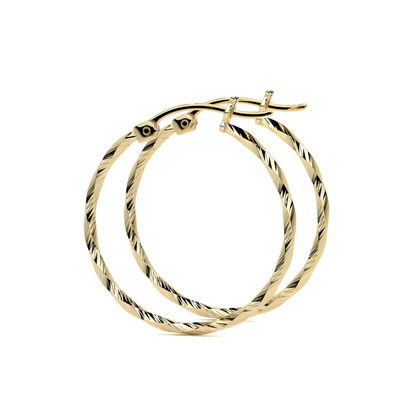 Arete Arracada De Oro De 14k Diamantada Estilo Torsal