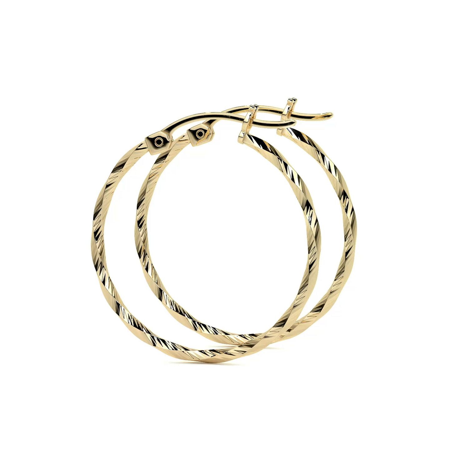 Arete Arracada De Oro De 10k Diamantada Estilo Torsal