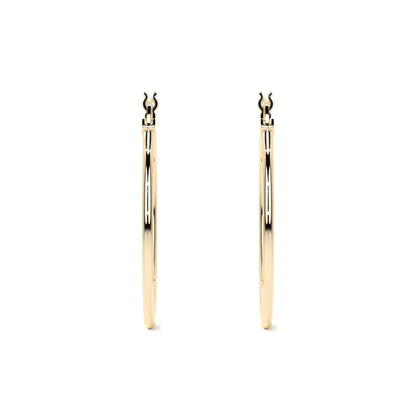 Arete Arracada Lisa Para Mujer De Oro Puro De 14k