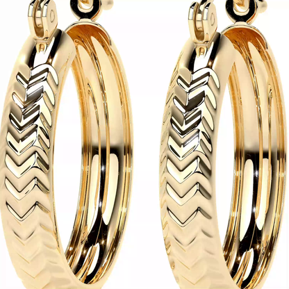 Arracada Bangle De Oro 10k Diamantado Diagonal