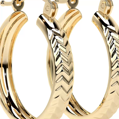 Arracada Bangle De Oro 10k Diamantado Diagonal