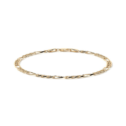 Pulsera de Oro 10K Estilo Figaro Italiano | Brazalete Sólido Elegante de Joyería Fina