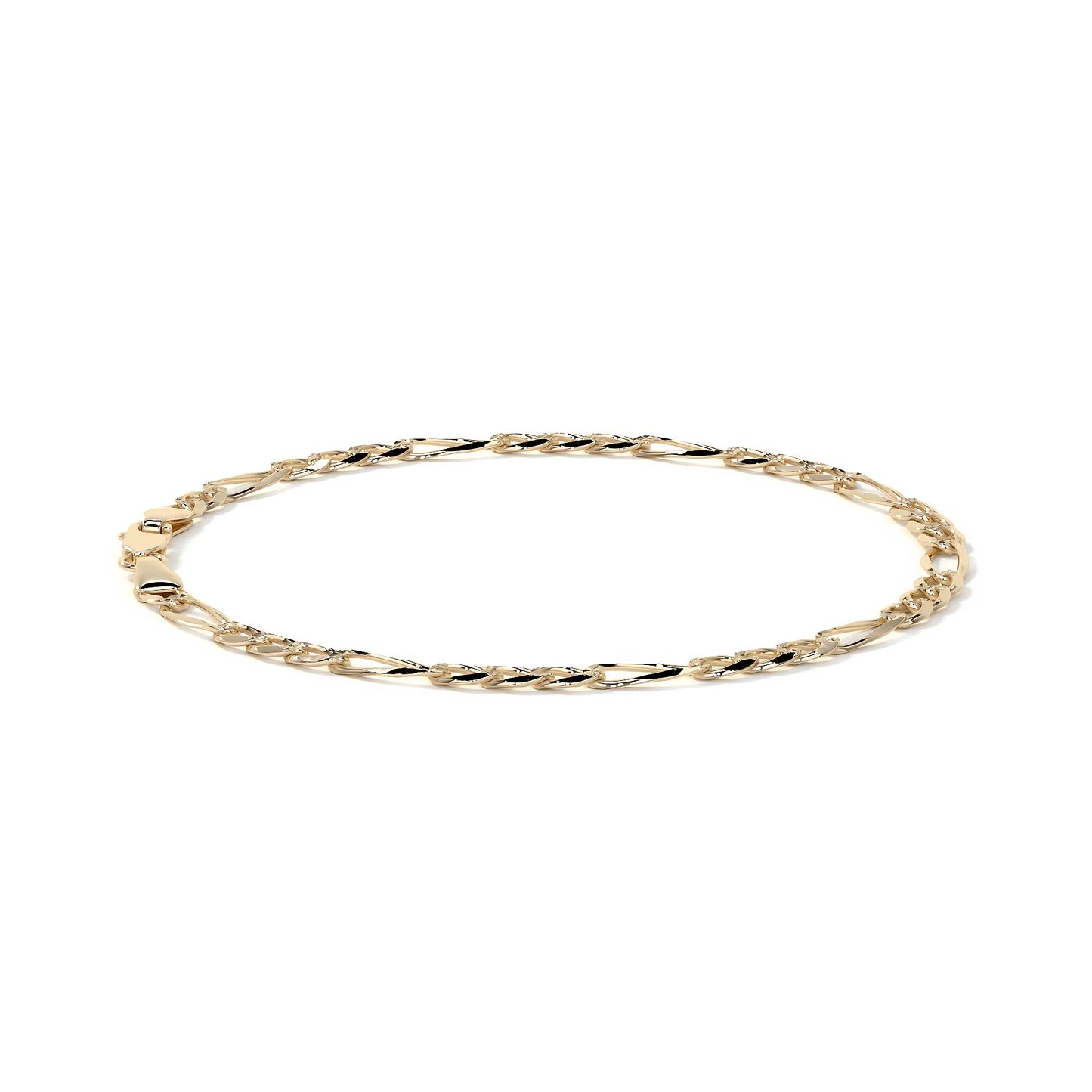 Pulsera de Oro 10K Estilo Figaro Italiano | Brazalete Sólido Elegante de Joyería Fina