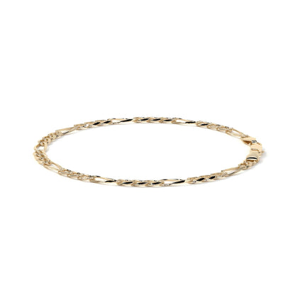 Pulsera de Oro 10K Estilo Figaro Italiano | Brazalete Sólido Elegante de Joyería Fina
