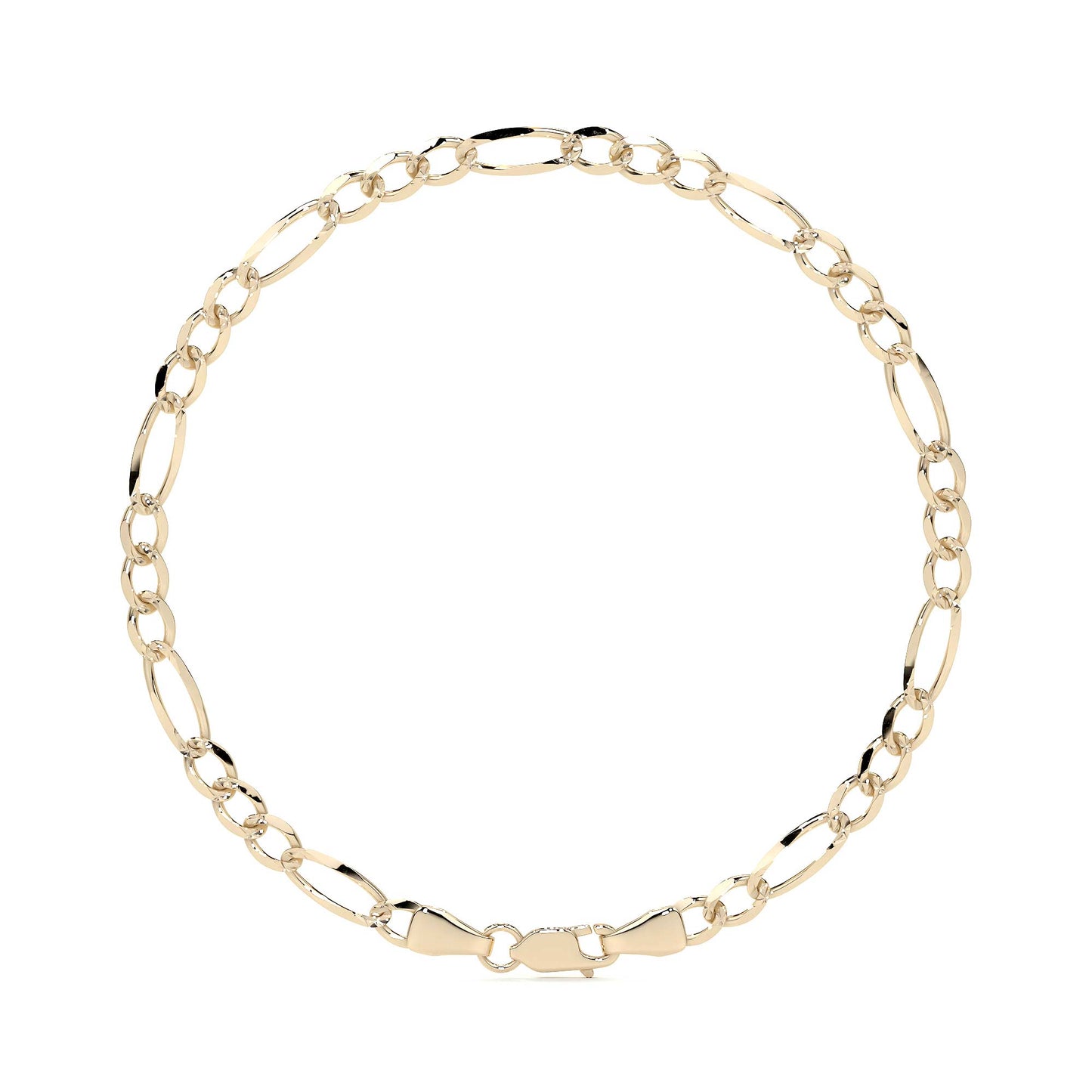 Pulsera de Oro 10K Estilo Figaro Italiano | Brazalete Sólido Elegante de Joyería Fina