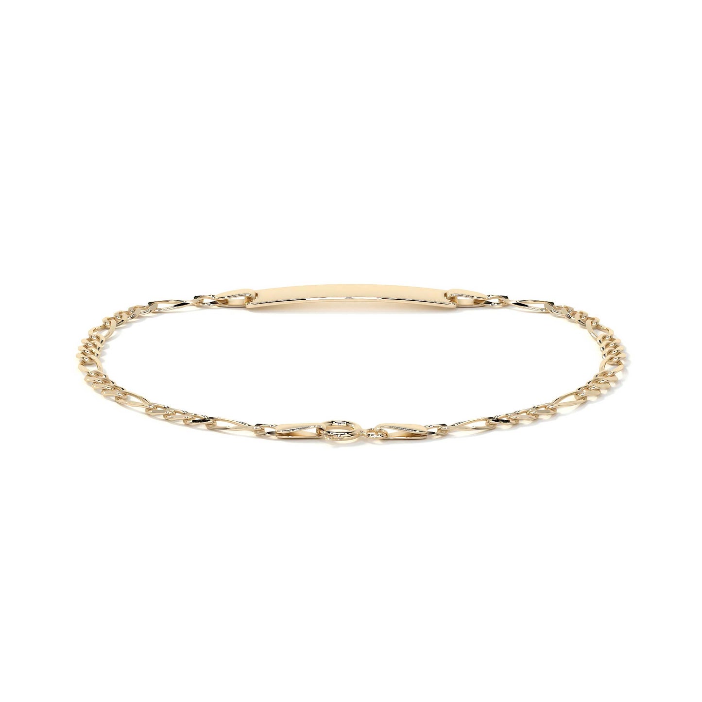 Pulsera Esclava de Oro 10K Estilo Fígaro 3x1 con Placa | Joyería Italiana