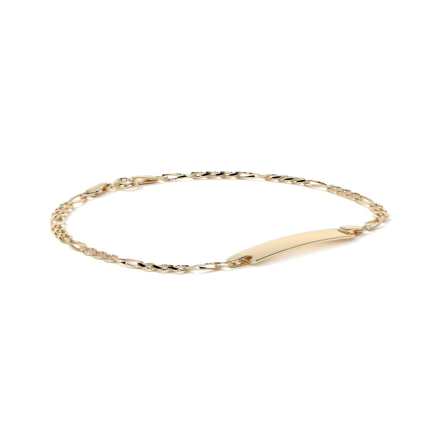 Pulsera Esclava de Oro 10K Estilo Fígaro 3x1 con Placa | Joyería Italiana